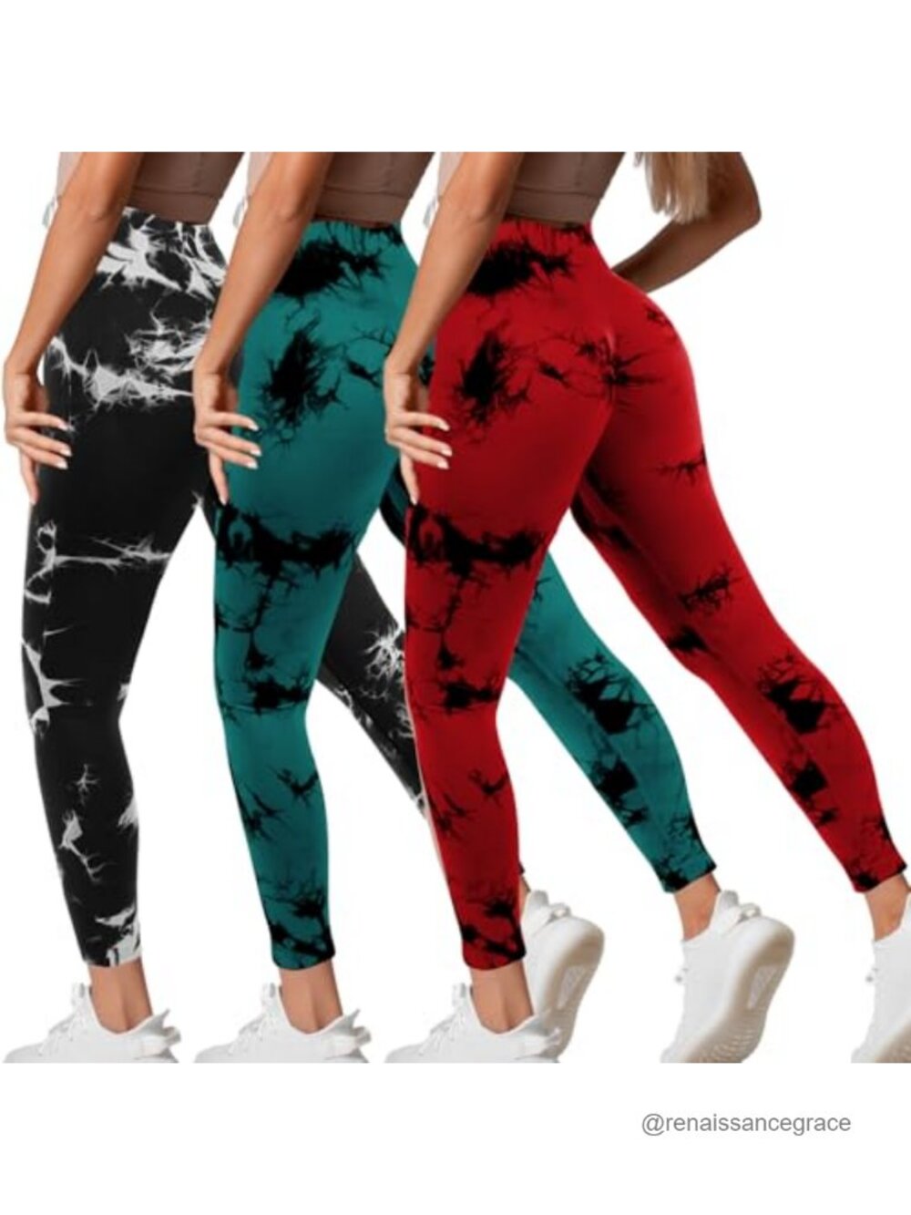 Women's Seamless Tie Dye Leggings 3 Pack Butt Lift High Rise Yoga Gym